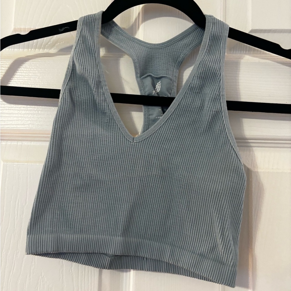 FP Movement by Free People Blue Ribbed Tank Top